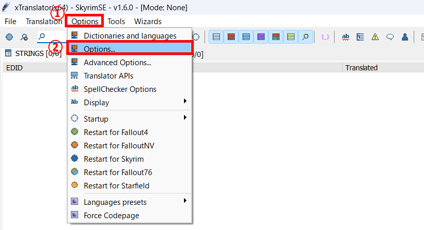 xTranslator　日本語表示　変更